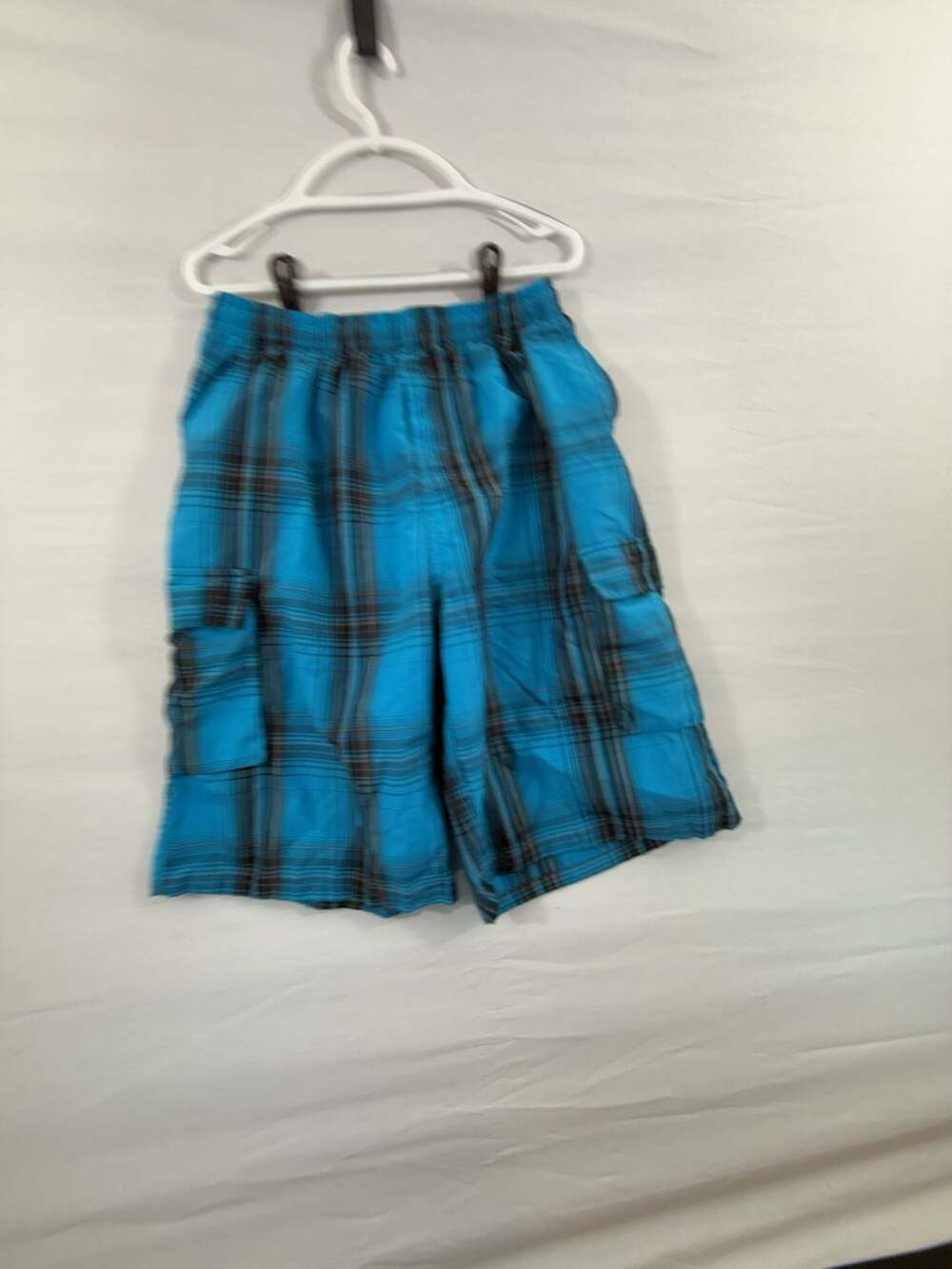 Niko Sportswear Blue Plaid Cargo Shorts Size XL